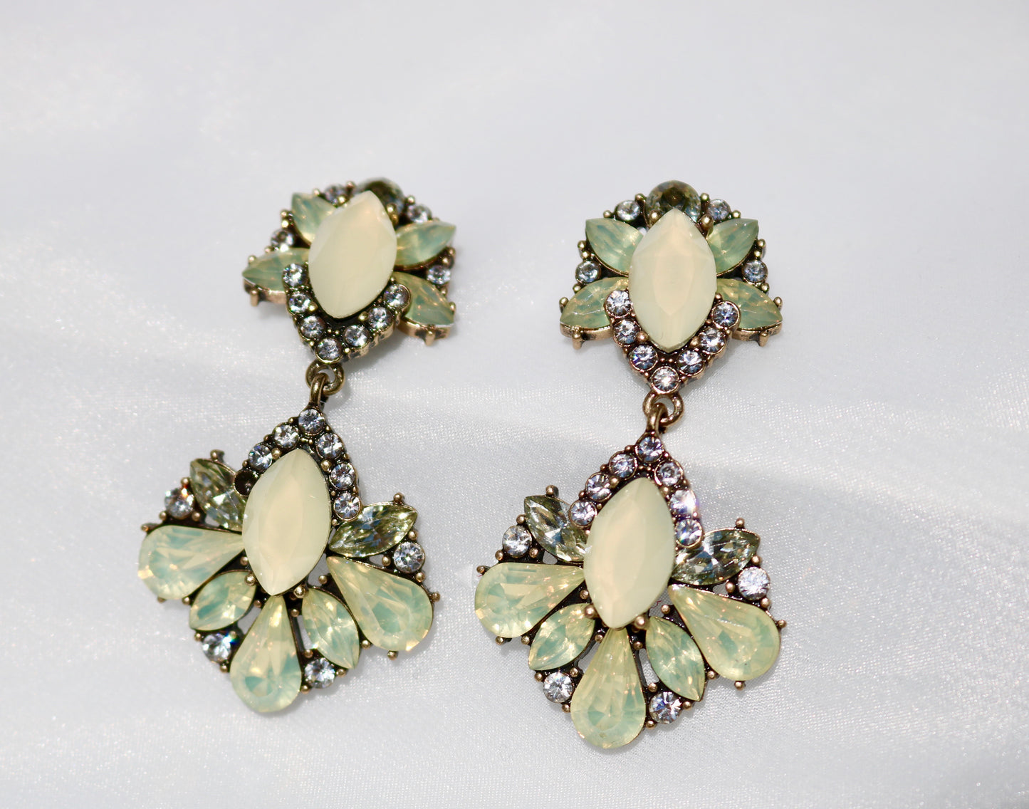 Jade Crystal Rhinestone Earrings