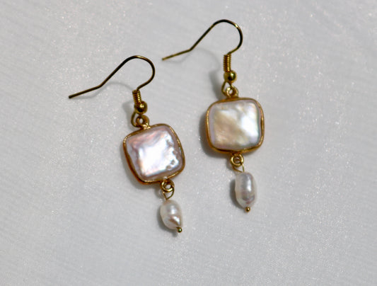 Square Cut Mother Of Pearl Earrings