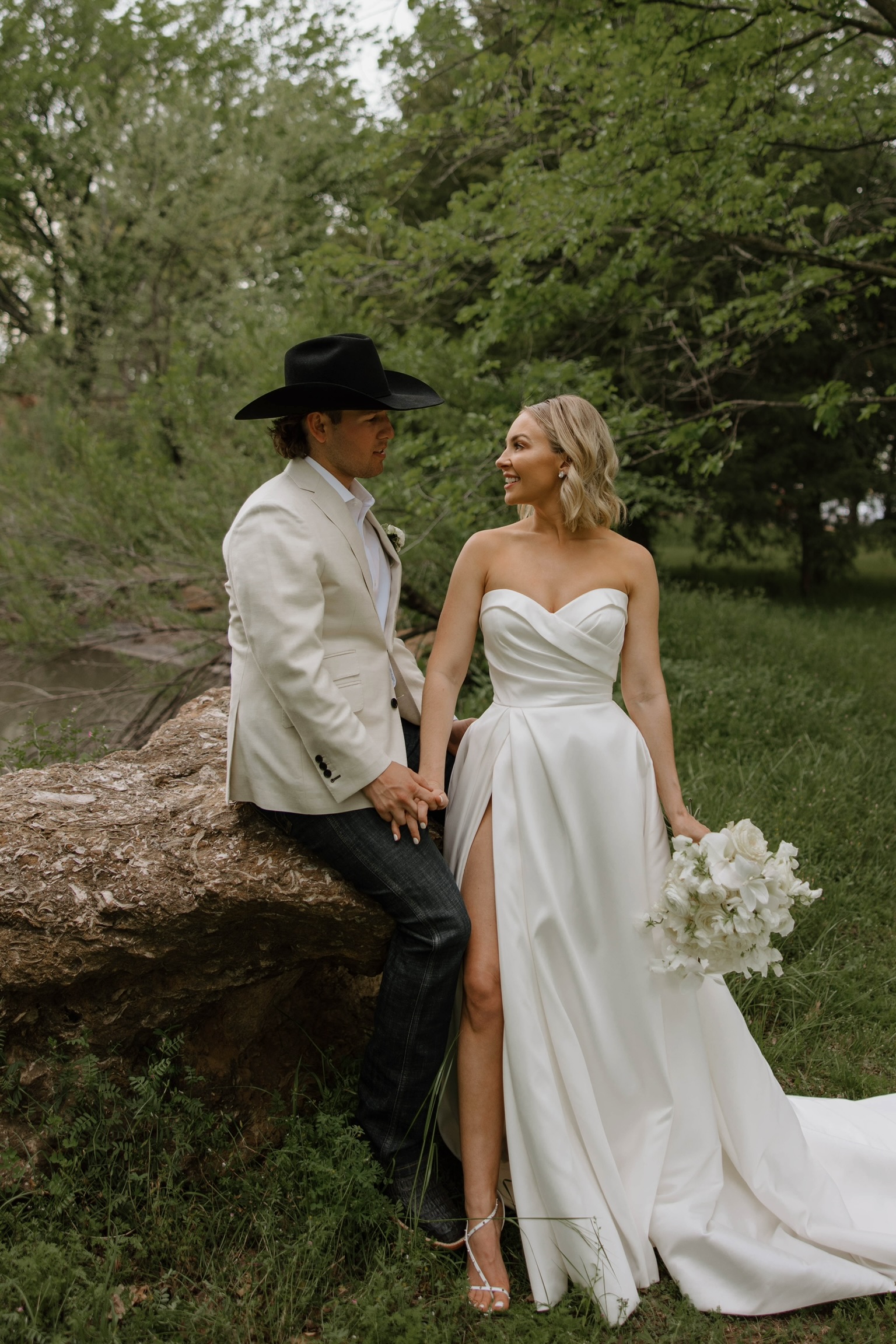 Texas bride and groom wedding portrait by Margo West Bridal Couture, Dallas TX
