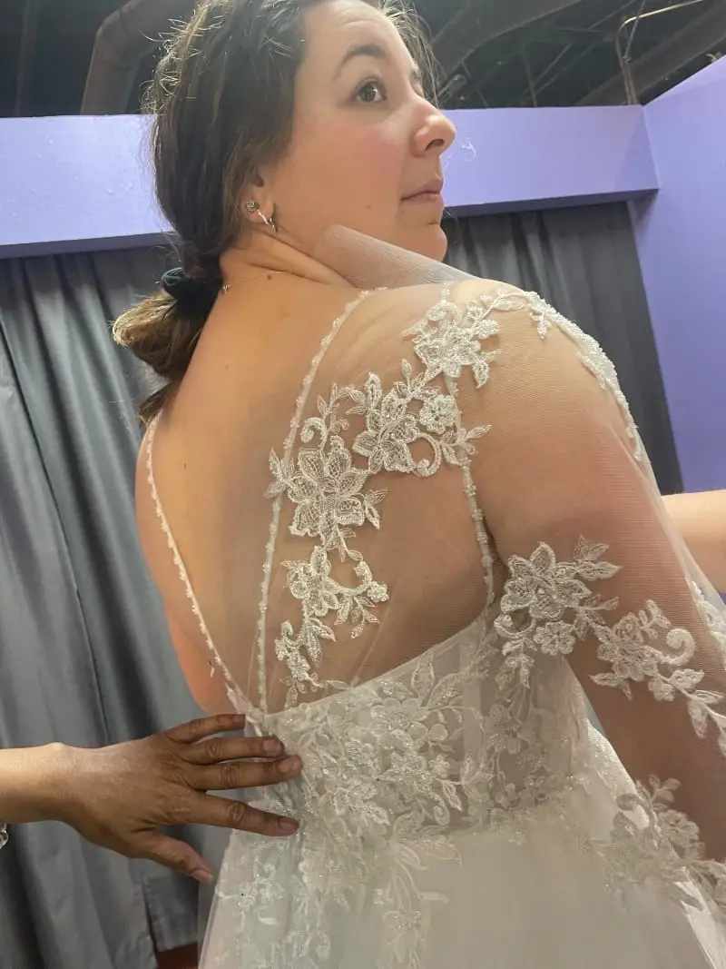 Before wedding dress redesign at Margo West Bridal Couture Dallas