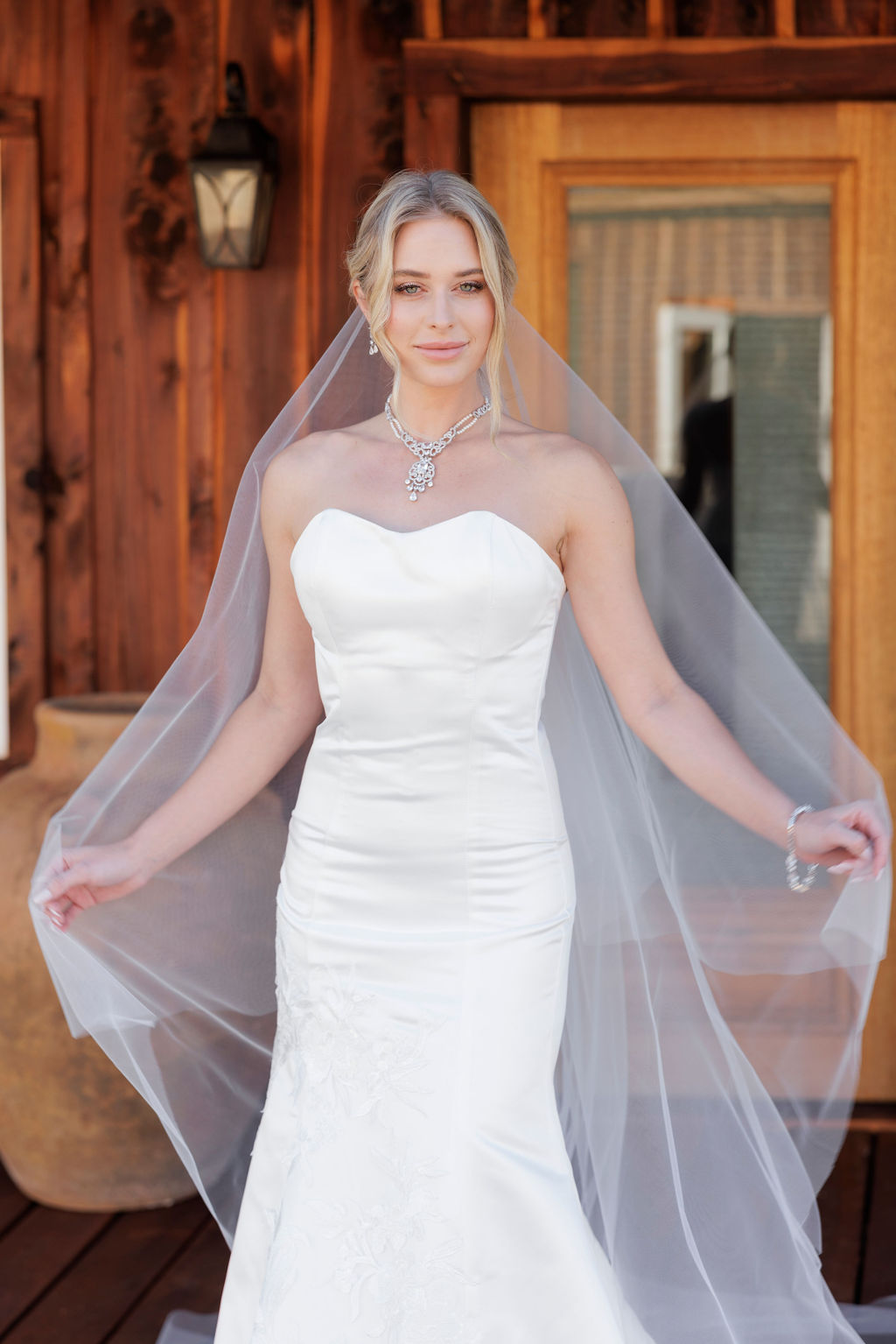 Custom detachable veil and gown elements by Margo West Bridal Couture Dallas TX